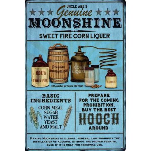 Uncle Abe's Moonshine drank - metalen bord