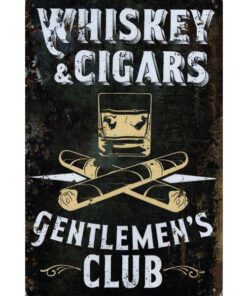 Whiskey and Sigars - metalen bord