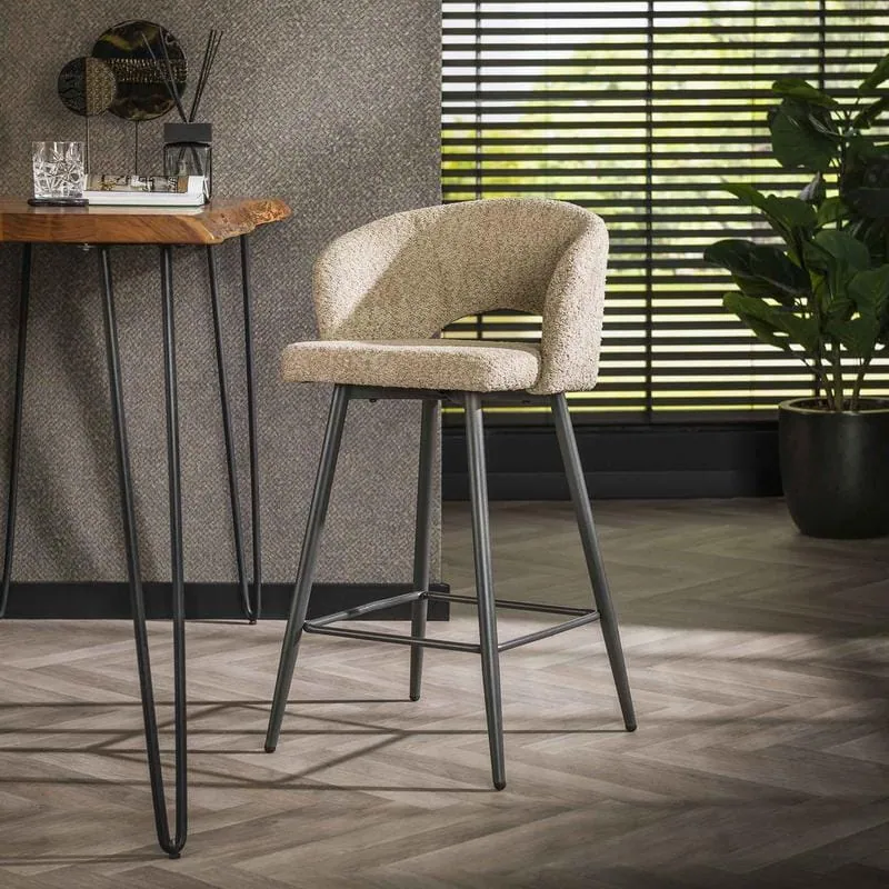 Cozy Barstoel Boucle Zand