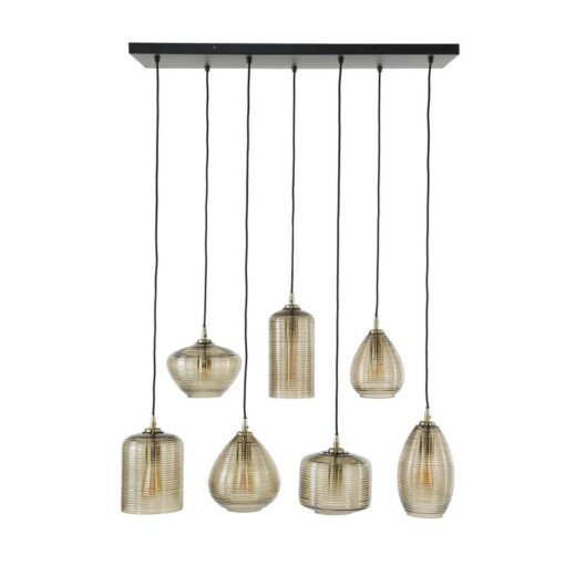 Nona 7-lichts Hanglamp Amber glas