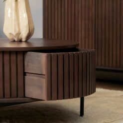 Salontafel Martin Walnoot Rond 80cm (1)