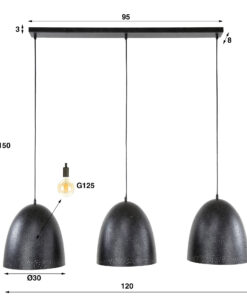 Quinn 3-lichts Hanglamp geperforeerd Charcoal