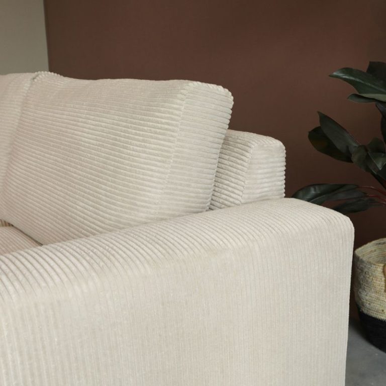 Bank Uno Chaise longue links ribstof beige