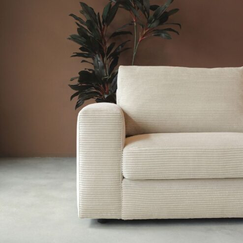 Bank Uno Chaise longue rechts ribstof beige