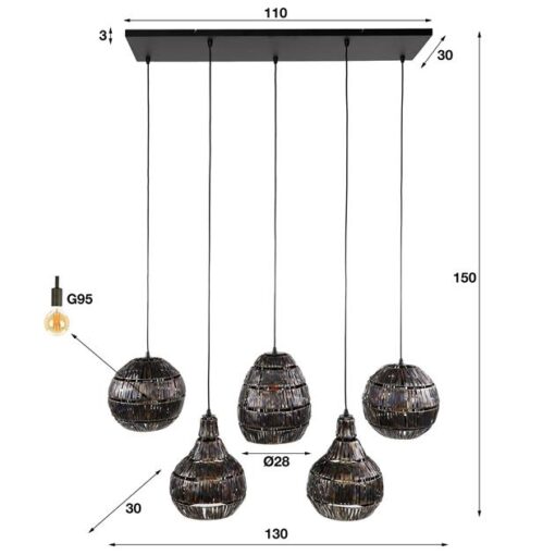 Mercer 5-lichts Hanglamp metaal