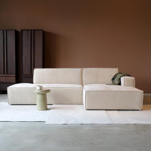 Bank Enzo Chaise longue rechts Stof beige taupe