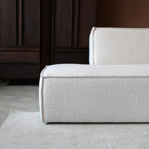 Bank Enzo Chaise longue rechts Bouclé wit