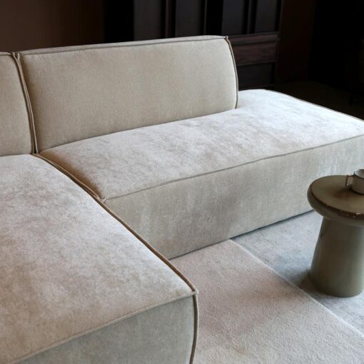 Bank Enzo Chaise longue links Stof beige taupe