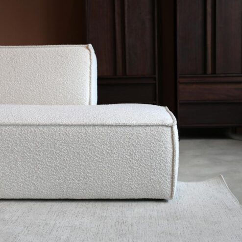 Bank Enzo Chaise longue links Bouclé wit