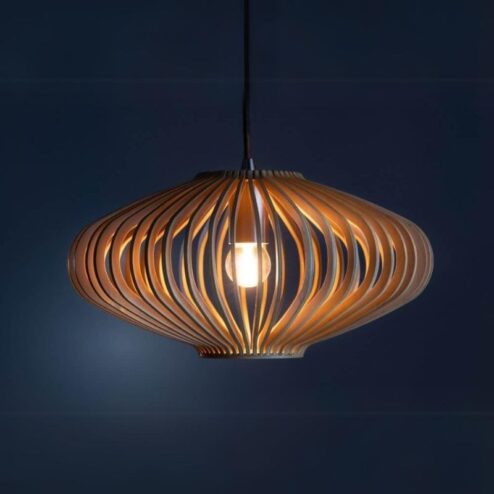 Tess 1-lichts Hanglamp hout plat