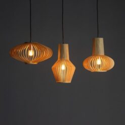 Tess 1-lichts Hanglamp hout plat