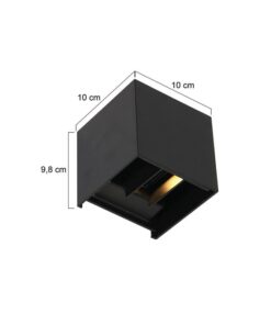 Carcer 2-lichts Buitenlamp vierkant XL Zwart Schemer sensor