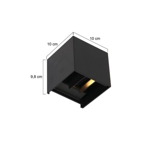Carcer 2-lichts Buitenlamp vierkant XL Zwart Schemer sensor