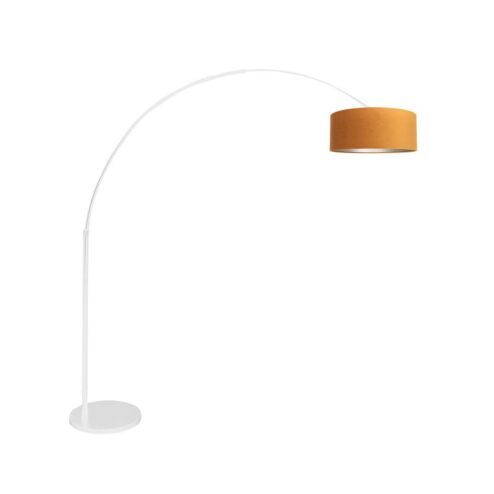 Ariana 1-lichts Vloerlamp Wit met Goud Velvet kap