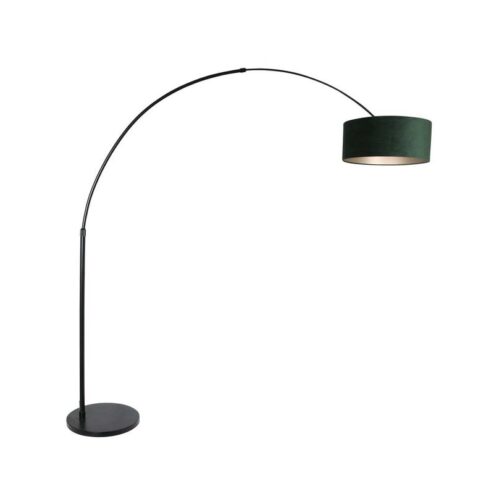 Ariana 1-lichts Vloerlamp Zwart met Groen Velvet kap