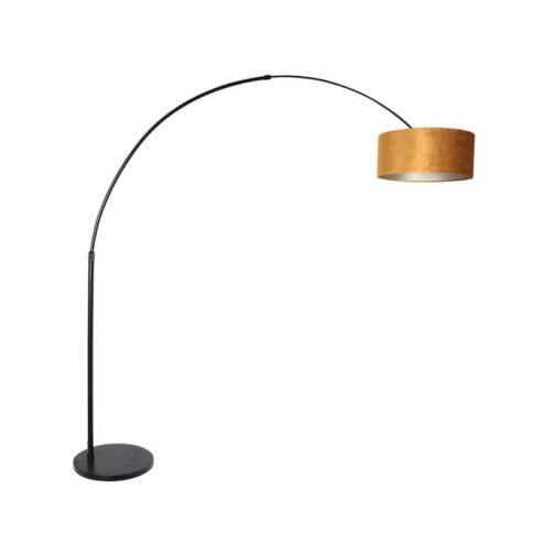 Ariana 1-lichts Vloerlamp Zwart met Goud Velvet kap