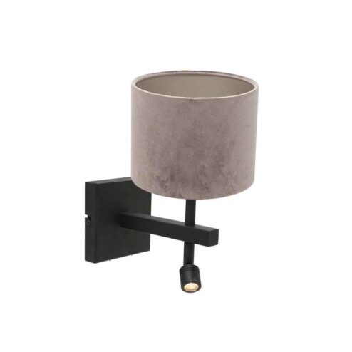 Wilco 2-lichts Wandlamp Zwart met Zilver Velvet kap