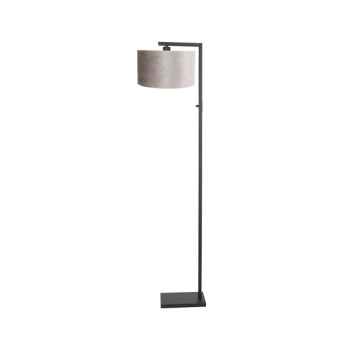 Wilco 1-lichts Vloerlamp Zwart met Zilver Velvet kap