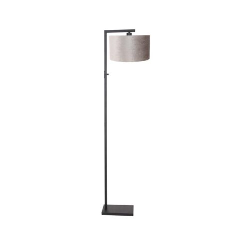 Wilco 1-lichts Vloerlamp Zwart met Zilver Velvet kap