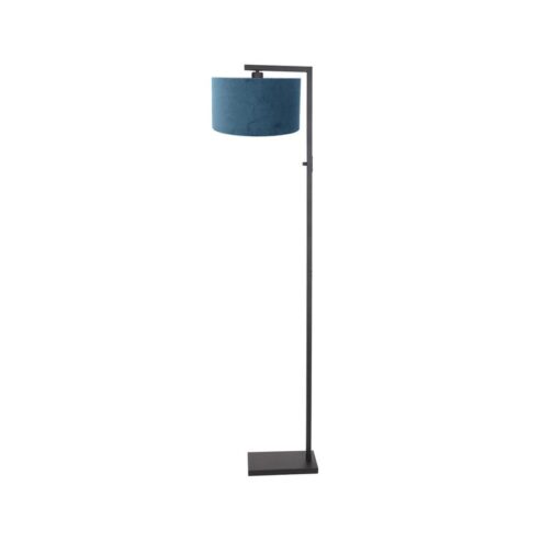 Wilco 1-lichts Vloerlamp Zwart met Blauw Velvet kap