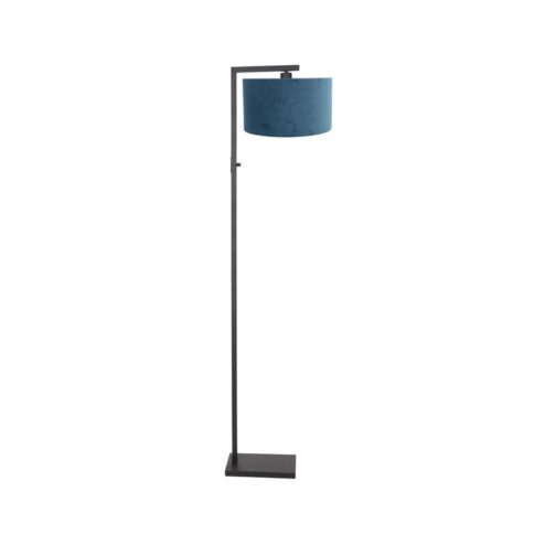 Wilco 1-lichts Vloerlamp Zwart met Blauw Velvet kap