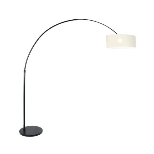 Ariana 1-lichts Vloerlamp Zwart met Wit Chintz kap