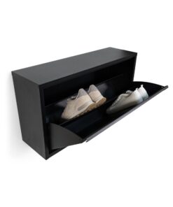 Pippen XL industrieel schoenenkast 1 lade zwart metaal-1