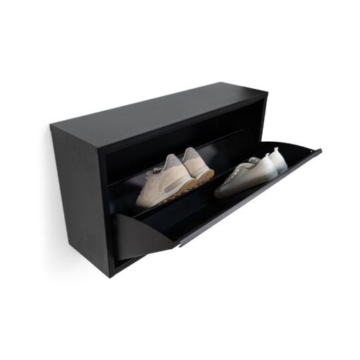 Pippen XL industrieel schoenenkast 1 lade zwart metaal-1