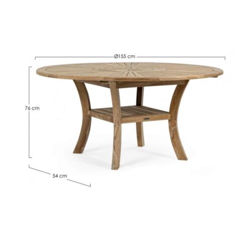 Mary Buitentafel rond Teakhout 155cm