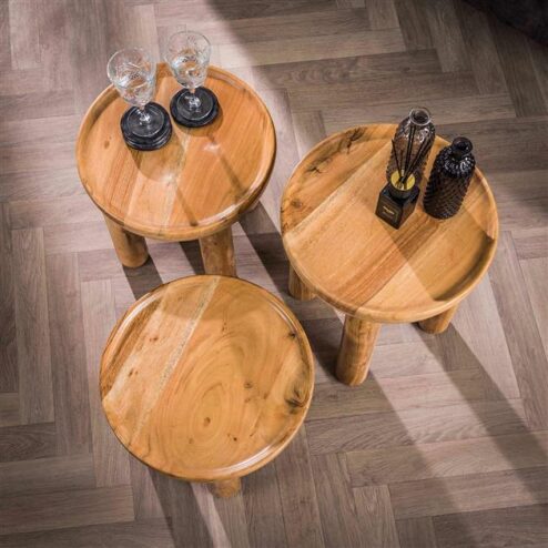 Markarth Salontafel set van 3 rond Acaciahout