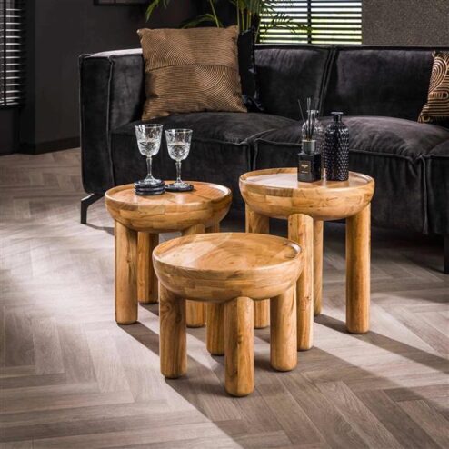 Markarth Salontafel set van 3 rond Acaciahout