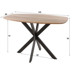 Oskar Bartafel Acacia deens ovaal 140cm