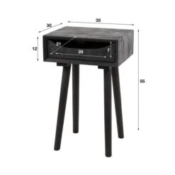 Skaal Nachtkastje 1 lade Zwart Acaciahout 35cm