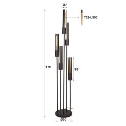 Elvira 5-lichts Vloerlamp getrapt Zwart