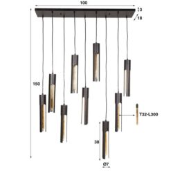 Elvira 9-lichts Hanglamp getrapt Zwart