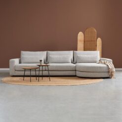 Bank Como met ronde chaise longue rechts - Grijs stof