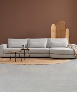 Bank Como met ronde chaise longue rechts - Grijs stof