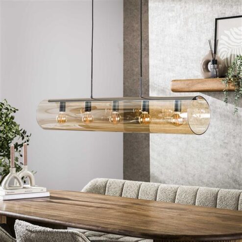 Aura Hanglamp 5-lichts amber glas