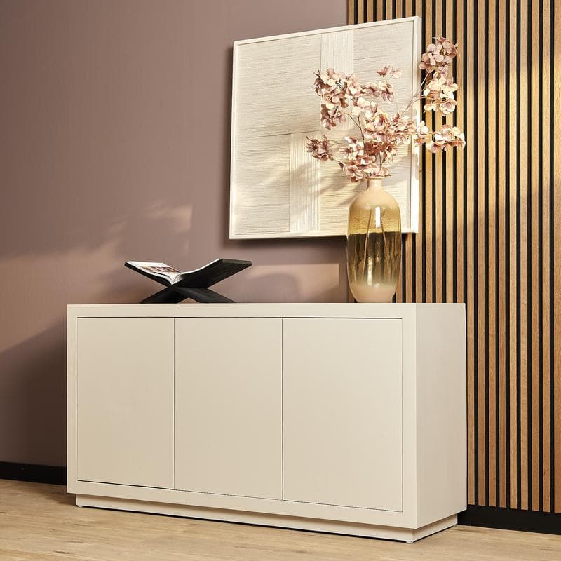 Witte hoge dressoir - Dressoir met 3 lades en 4 deuren - LED