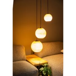 Draco 3-lichts Hanglamp taupe/grijs glas