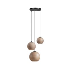 Draco 3-lichts Hanglamp taupe/grijs glas