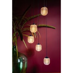 Mary 5-lichts Hanglamp getrapt glas