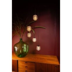 Mary 5-lichts Hanglamp getrapt glas