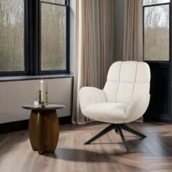 Elvis draaifauteuil Boucle Gebroken wit