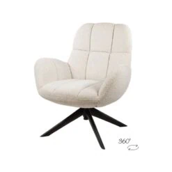 Elvis draaifauteuil Boucle Gebroken wit