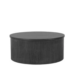 Salontafel Oliva laag Zwart Eikenhout rond 70cm