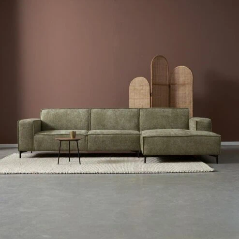 Bank River Chaise longue rechts – Groen stof