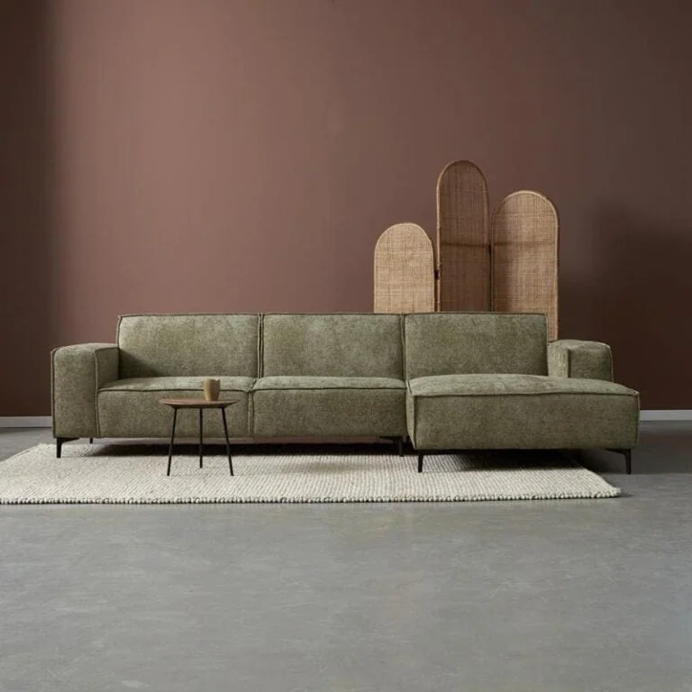 Bank River Chaise longue rechts – Groen stof