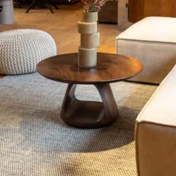 Mike Salontafel rond Walnoot Medium 70cm
