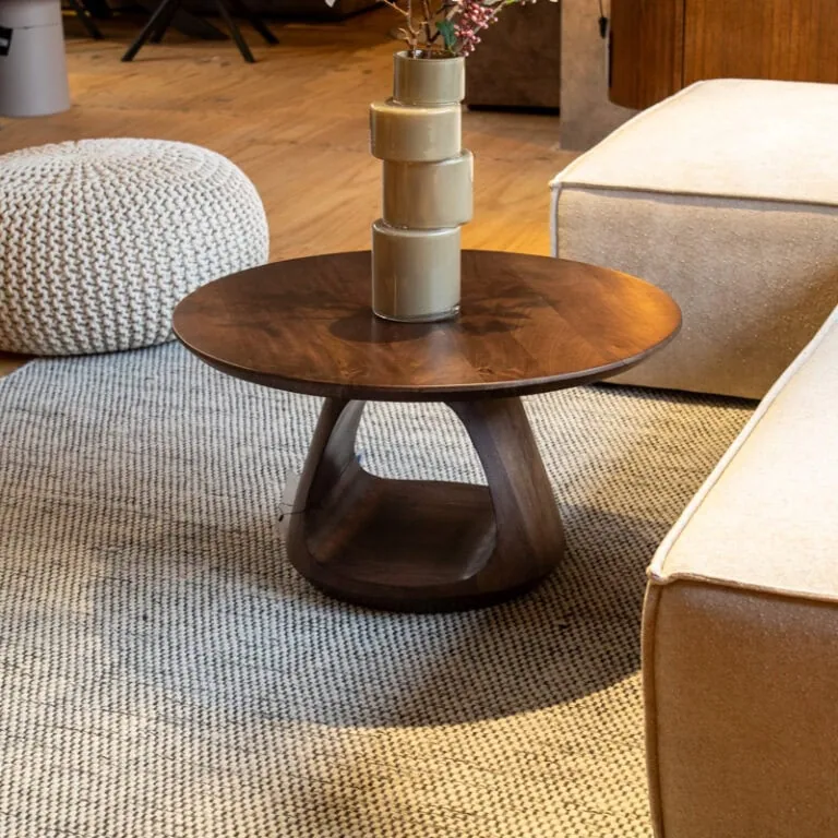 Mike Salontafel rond Walnoot Medium 70cm